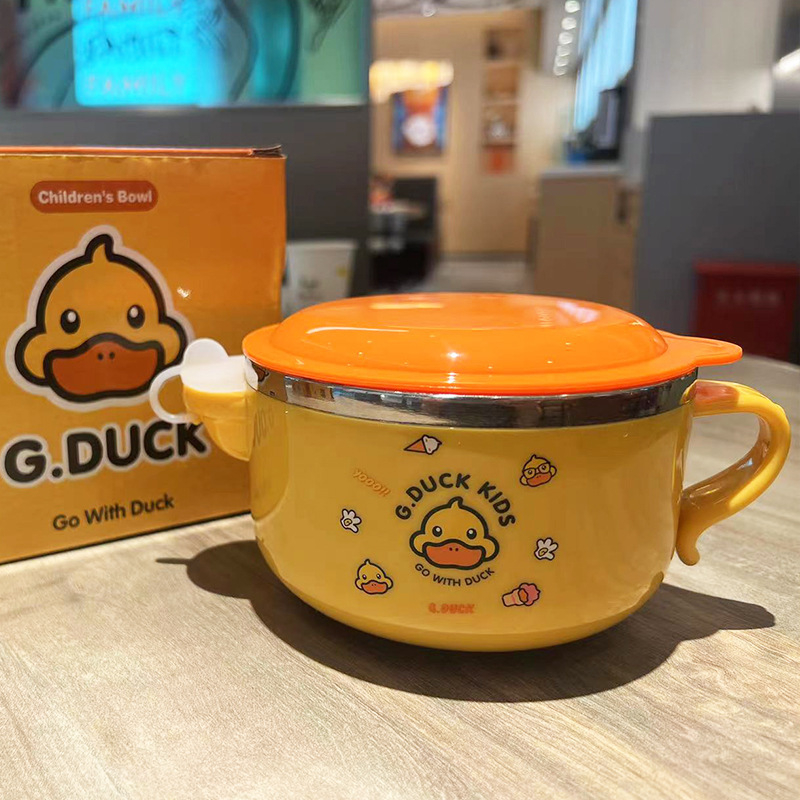 G.DUCK dječja posuda za hranjenje od nehrđajućeg čelika 316, crtani stil, za djecu od 6 mjeseci