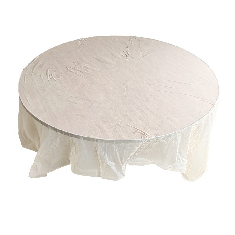 Jednokratni okrugli plastični stolnjak, tanak, veličine 213×213 cm, za dom i restorane te hotele