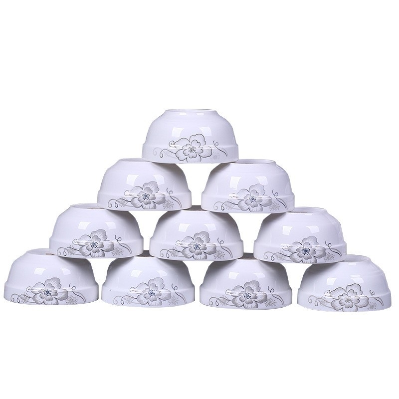 Set zdjelica za rižu od kostnog porculana, mikrovalno otporan, 10 kom, cvjetni uzorak, kineski stil