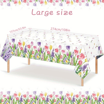 Τραπεζομάντιλο μίας χρήσης από πλαστικό με σχέδιο τουλίπες, ορθογώνιο, βιοδιασπώμενο, με δυνατότητα εκτύπωσης