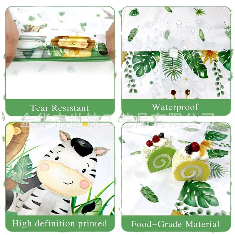 Jednokratni stolnjak, uzorak džungle sa životinjama, plastični materijal, SHIQIN, pravokutni oblik, podrijetlo Zhejiang