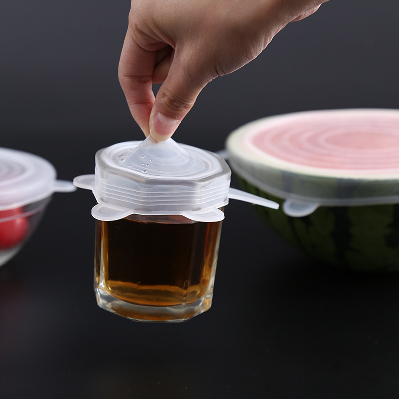 Naher καπάκια σιλικόνης, σετ 6 τεμαχίων, αδιαρροϊκά, πολυλειτουργικά κάλυμματα για μπολ, ποτήρια, φρούτα και λαχανικά