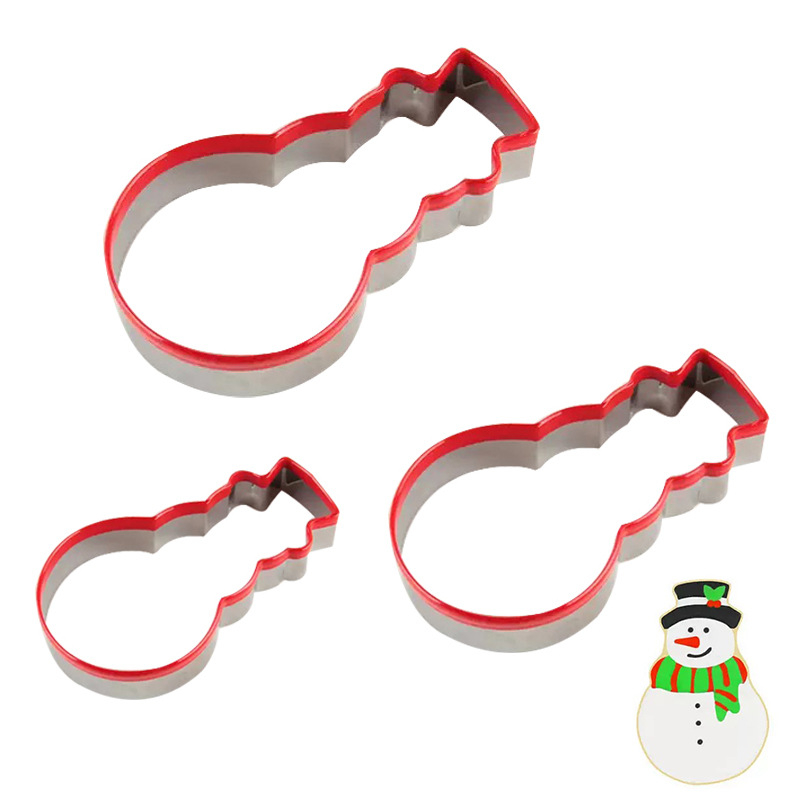 Set kalupa za kekse s figurama: medeni muškarac, božićno drvce i snježni čovjek — nehrđajući čelik (Materijal: nehrđajući čelik; Oblik: nepravilan; Kategorija: kalupi za kekse; Stil: modernna jednostavnost; Namjena: pečenje keksa)