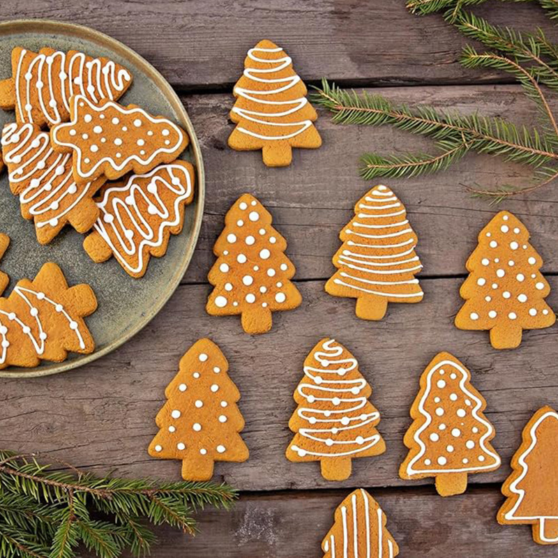 Set kalupa za kekse s figurama: medeni muškarac, božićno drvce i snježni čovjek — nehrđajući čelik (Materijal: nehrđajući čelik; Oblik: nepravilan; Kategorija: kalupi za kekse; Stil: modernna jednostavnost; Namjena: pečenje keksa)