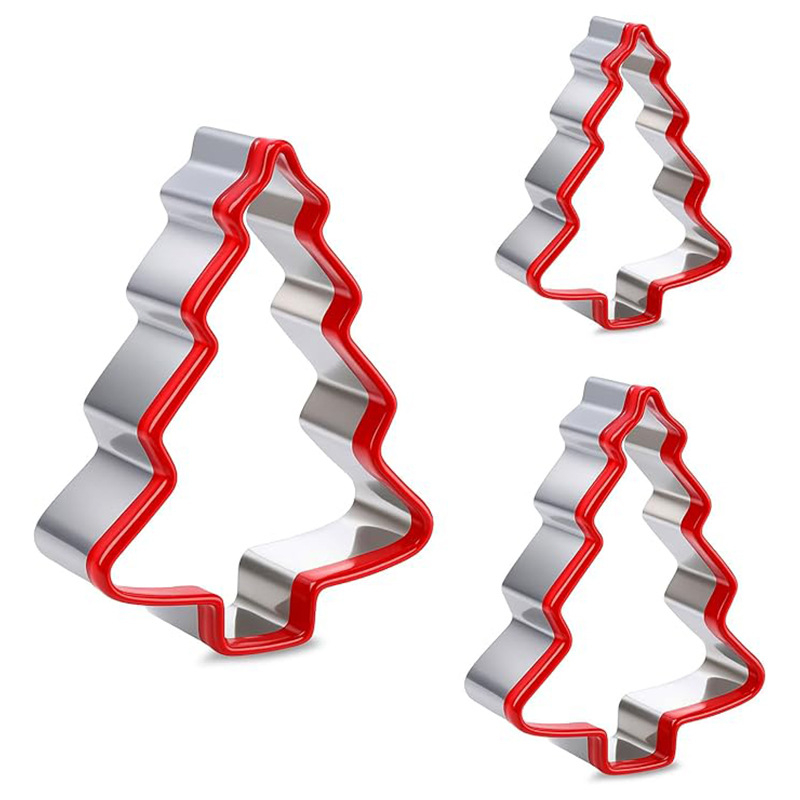Set kalupa za kekse s figurama: medeni muškarac, božićno drvce i snježni čovjek — nehrđajući čelik (Materijal: nehrđajući čelik; Oblik: nepravilan; Kategorija: kalupi za kekse; Stil: modernna jednostavnost; Namjena: pečenje keksa)