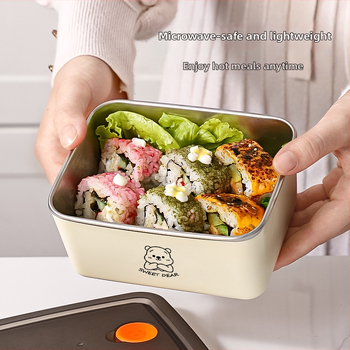 Кутия за храна от неръждаема стомана, хранителна класа, изолирана и запечатана, 500 ml, квадратна