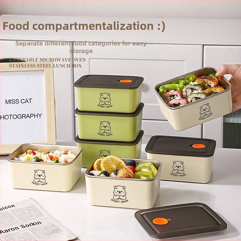 Кутия за храна от неръждаема стомана, хранителна класа, изолирана и запечатана, 500 ml, квадратна