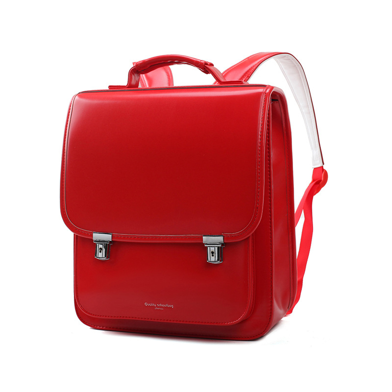 Školski ruksak od PU kože, japanskog stila, smanjenje opterećenja i zaštita kralježnice, zakrivljene naramenice