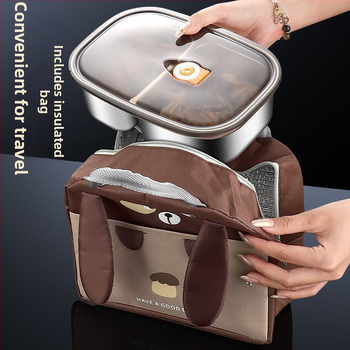 Кутия за обяд от 304 неръждаема стомана със капак, правоъгълна с едно отделение, капацитет 1–2 л, многократно използваема