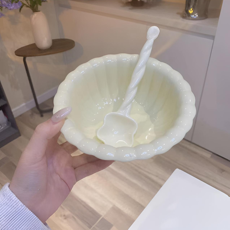 Keramička zdjela za desert, skandinavski stil, okrugla, glazirana, pogodna za mikrovalnu