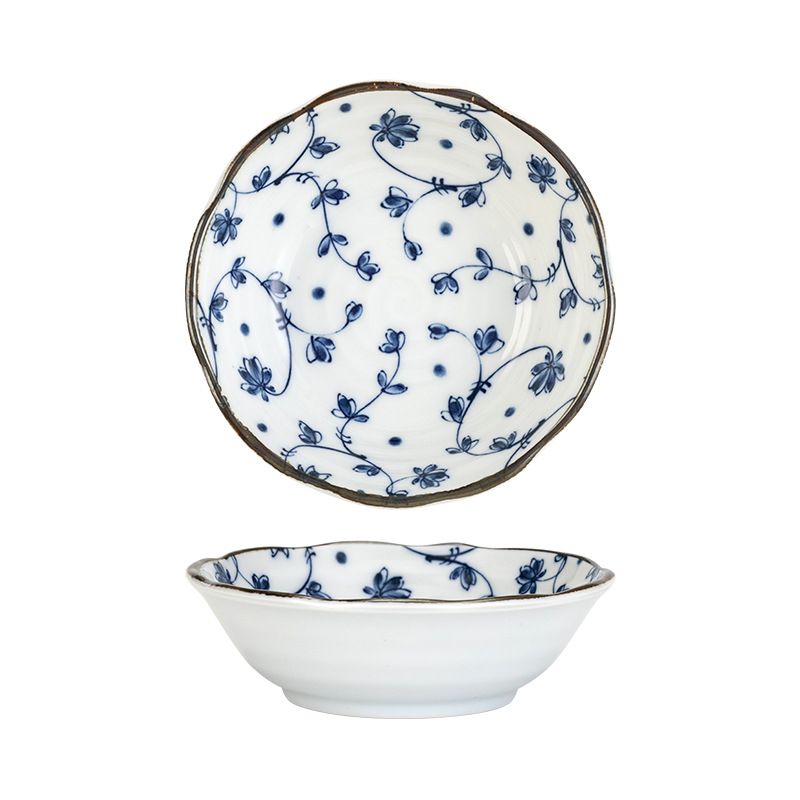 Keramičke zdjele za rižu i juhu, japanskog stila, pod-glazirana dekoracija, cvjetni motiv, pogodno za mikrovalnu