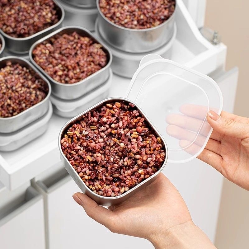 Кутия за обяд от хранителен клас неръждаема стомана, квадратна, микровълнова безопасна, с капак, подходяща за замразяване