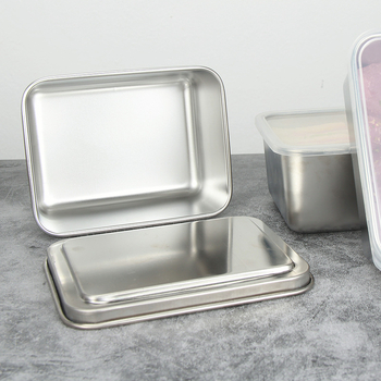 Стоманена квадратна кутия за съхранение на храна с капак, запечатана, еднослойна, с възможност за печат на лого и персонализиране