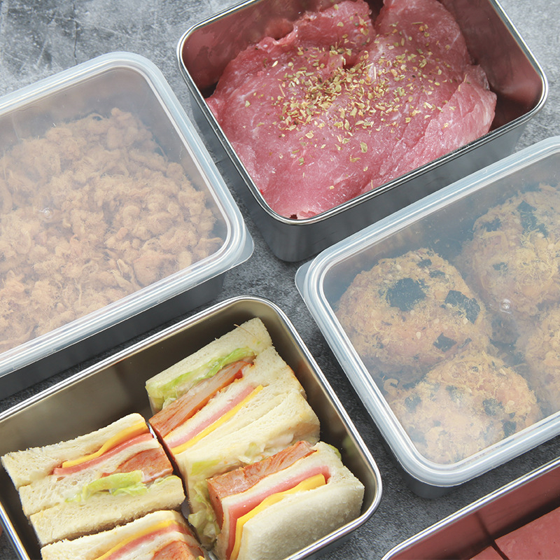 Стоманена квадратна кутия за съхранение на храна с капак, запечатана, еднослойна, с възможност за печат на лого и персонализиране