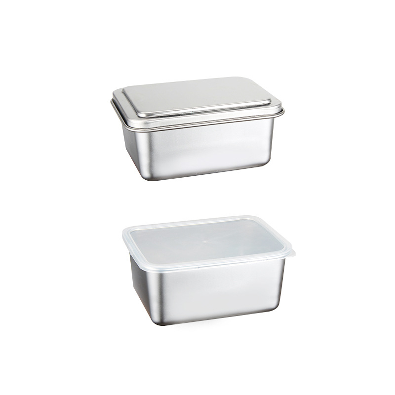 Стоманена квадратна кутия за съхранение на храна с капак, запечатана, еднослойна, с възможност за печат на лого и персонализиране
