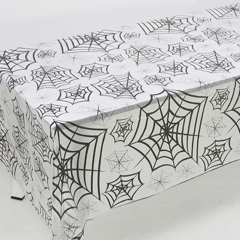 Stolnjak za Halloween s dizajnom paukove mreže, jednokratni PE materijal, karikaturalni stil, dekoracija za zabavu