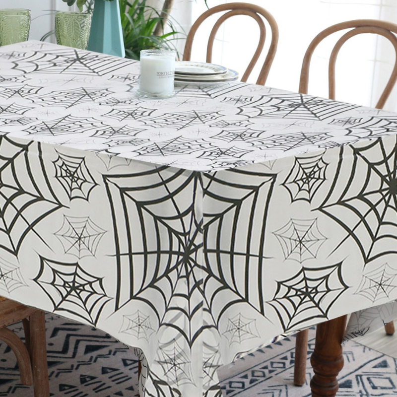 Stolnjak za Halloween s dizajnom paukove mreže, jednokratni PE materijal, karikaturalni stil, dekoracija za zabavu