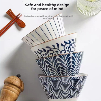 Porcelanska zdjela japanskog stila, okruglog oblika, mikrovalna sigurna, razni uzorci