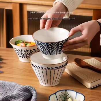 Porcelanska zdjela japanskog stila, okruglog oblika, mikrovalna sigurna, razni uzorci