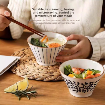 Porcelanska zdjela japanskog stila, okruglog oblika, mikrovalna sigurna, razni uzorci