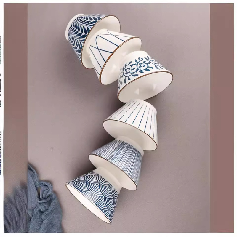 Porcelanska zdjela japanskog stila, okruglog oblika, mikrovalna sigurna, razni uzorci