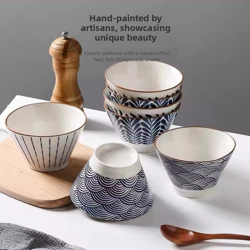 Porcelanska zdjela japanskog stila, okruglog oblika, mikrovalna sigurna, razni uzorci