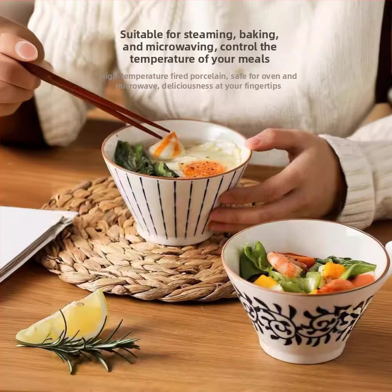 Porcelanska zdjela japanskog stila, okruglog oblika, mikrovalna sigurna, razni uzorci