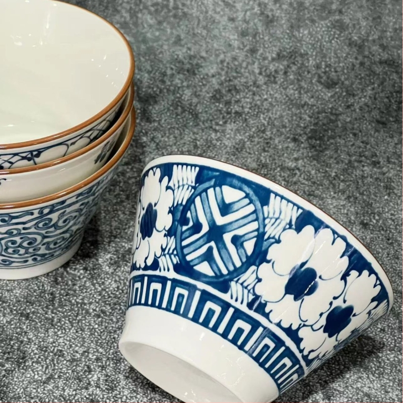 Porcelanska zdjela japanskog stila, okruglog oblika, mikrovalna sigurna, razni uzorci