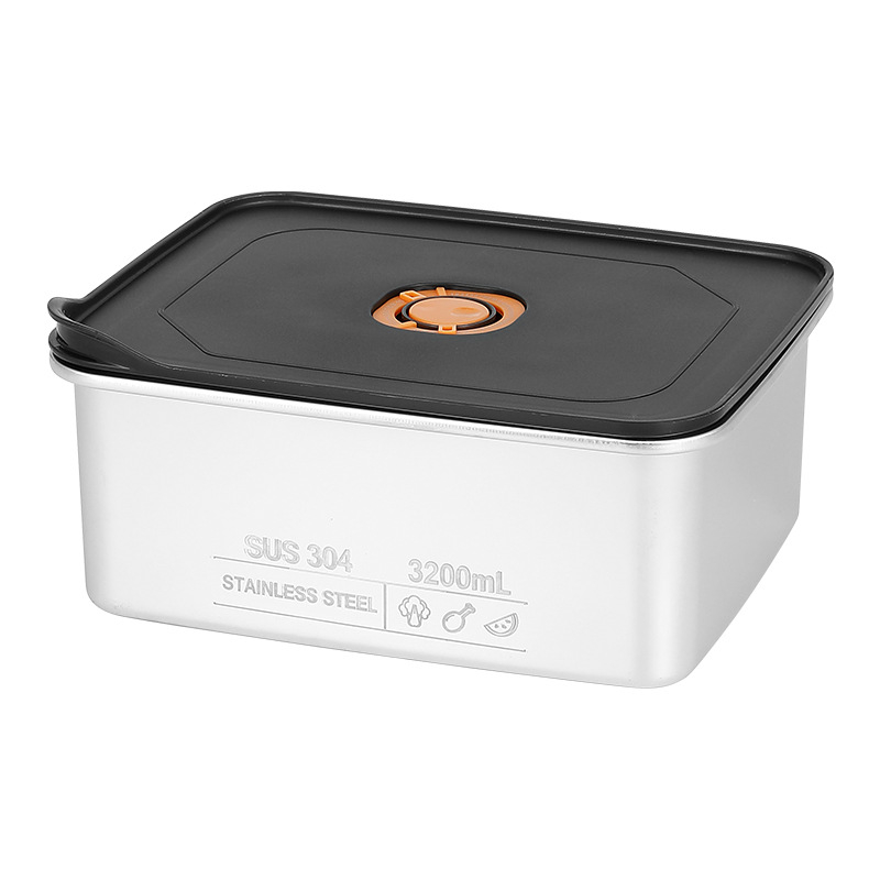 Хранителна кутия от 304 неръждаема стомана, квадратна, херметично затваряща се, без изолация, за съхранение в хладилник, различни обеми 300 ml–2 L