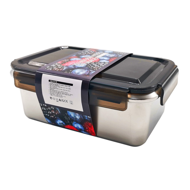 316 неръждаема стомана квадратна кутия за обяд с капак със уплътнение; термоустойчива; кутия за обяд и съхранение, капацитети 0.5–0.8 л; 0.8–1 л; 1–2 л; 2.1–3 л