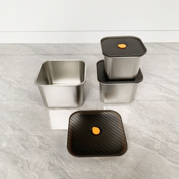 Квадратен контейнер за подправки от неръждаема стомана с капак – кухненско съхранение, капацитет 301–500 ml