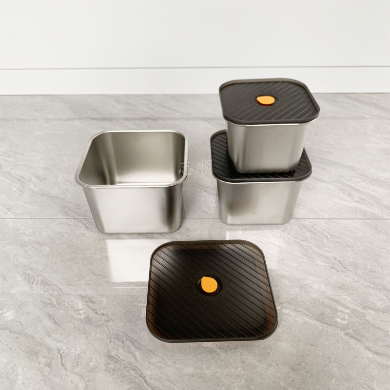 Квадратен контейнер за подправки от неръждаема стомана с капак – кухненско съхранение, капацитет 301–500 ml