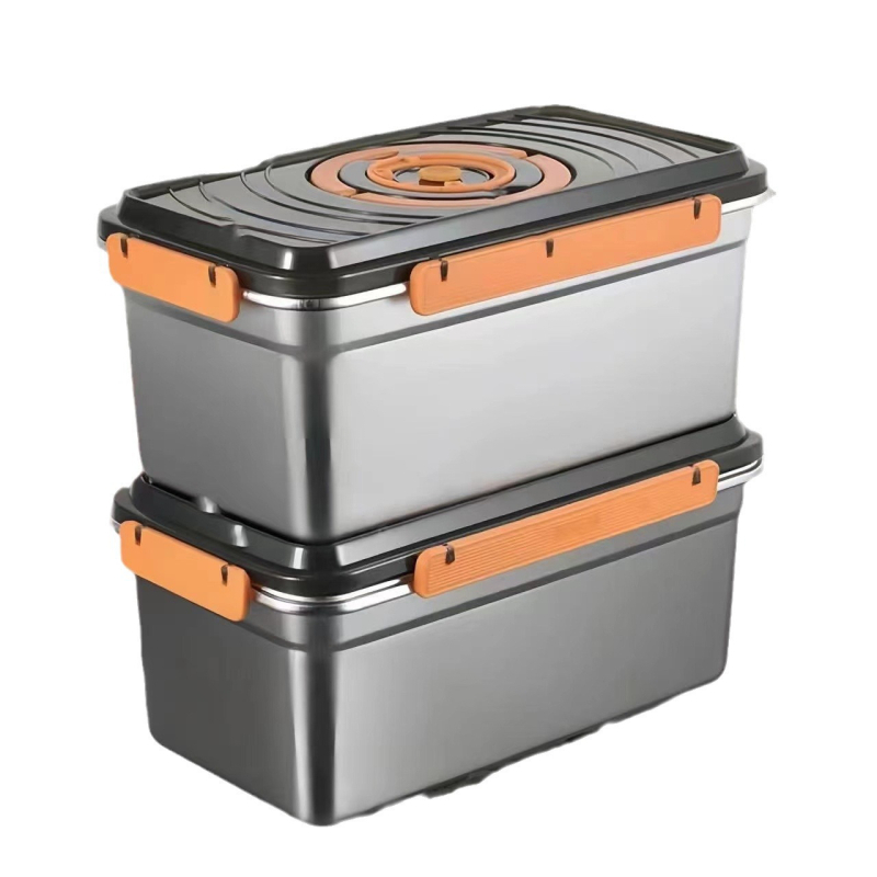 304 неръждаема стомана кутия за хранителни продукти с уплътнен капак, квадратна, 2.1–3 л, подходяща за микровълнова