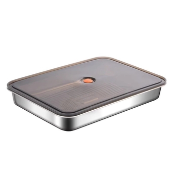 Безмагнитен стоманен поднос за замразяване на дъмплинги и пелмени, правоъгълен, обем 2.1–3 л, микровълнова безопасен, кутия за съхранение на свежест