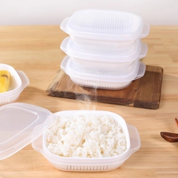 Кутия за обяд, подходяща за микровълнова, японски стил, квадратна форма, обем 301–500 мл, полипропилен