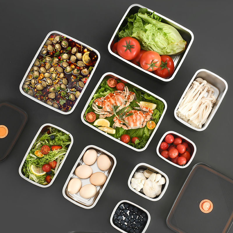 Неръждаема стомана кутия за обяд с капак, квадратна форма, подходяща за микровълнова, възможност за персонализиран логотип