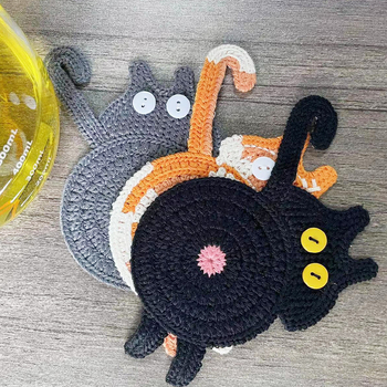 Podmetači za čaše Cat Butt, mačji uzorak, nepravilni oblik, moderni minimalistički stil, bez električne energije