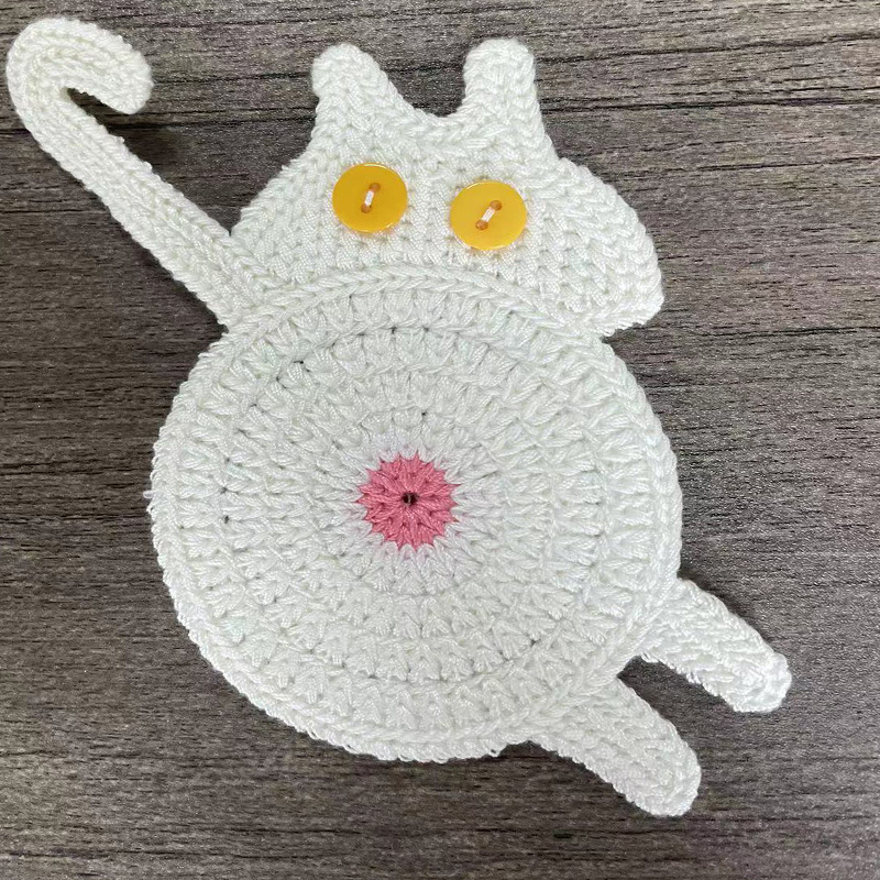 Podmetači za čaše Cat Butt, mačji uzorak, nepravilni oblik, moderni minimalistički stil, bez električne energije