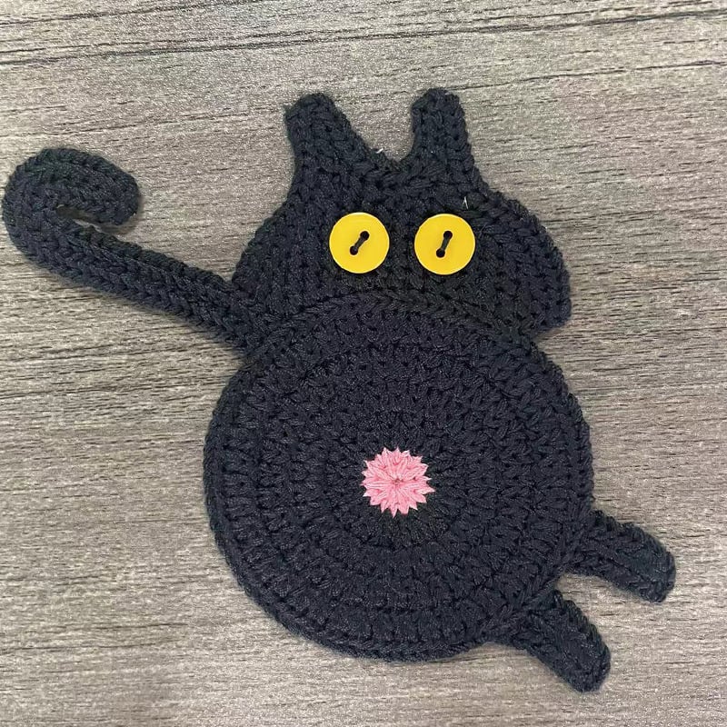 Podmetači za čaše Cat Butt, mačji uzorak, nepravilni oblik, moderni minimalistički stil, bez električne energije