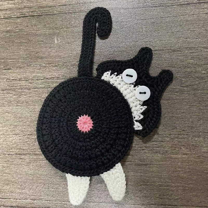 Podmetači za čaše Cat Butt, mačji uzorak, nepravilni oblik, moderni minimalistički stil, bez električne energije