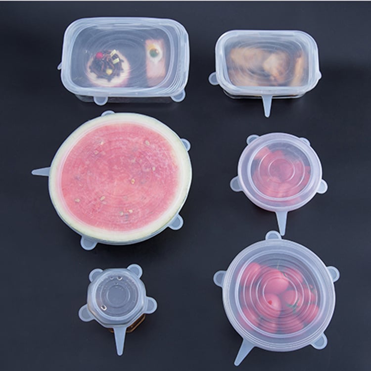 Naxo σετ 6 τεμαχίων σιλικόνιων καπακιών συντήρησης, πολλαπλών χρήσεων, αδιαρροϊκά, για φρούτα, λαχανικά, ποτήρια και μπολ