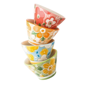 Kerámiás kónikus rizstál, japán stílusú, aláglazúros felülettel, mikróhullámú sütőben használható, gyerekeknek