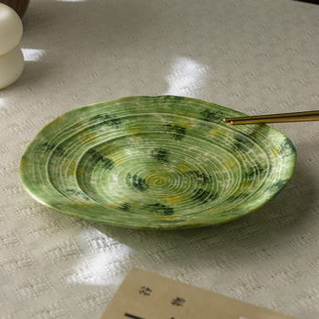 Set kamenog posuđa za jednu osobu — retro stil chinoiserie, nepravilni oblik, nije pogodno za mikrovalnu