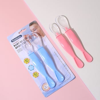 Silikonska žličica za bebe s mekanim vrhom, dvostruka, 2-dijelni set, materijal silikon+PP, za djecu od 3 mjeseca