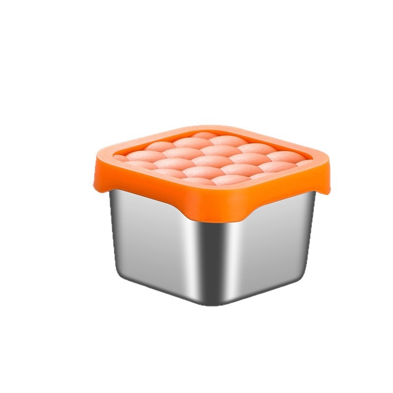 Квадратна кутия за сосове и подправки от 304 неръждаема стомана, със силиконов капак против протичане, капацитет под 300 ml, еднослойна