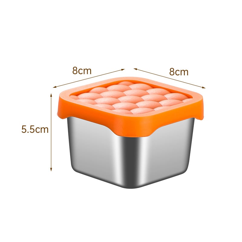 Квадратна кутия за сосове и подправки от 304 неръждаема стомана, със силиконов капак против протичане, капацитет под 300 ml, еднослойна