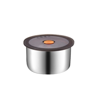 Кръгла кутия за обяд от неръждаема стомана 304 със капак, микровълнова безопасна, еднослойна, запазва храната прясна