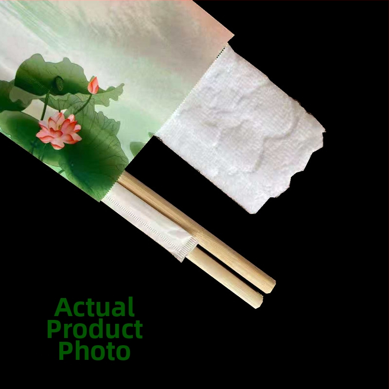 Jednorázový set paličiek s vlhkou utierkou a zubnými špáradlami pre reštaurácie — bambus, balenie 400 ks, mikrovlnná rúra bezpečné, biologicky rozložiteľné, tlač loga k dispozícii