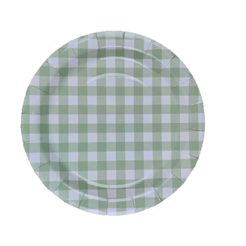 Еднократни чинии и чаши с шарка в квадратчета за празнични поводи и пикник; персонализирани и биоразградими; комплект 60/90