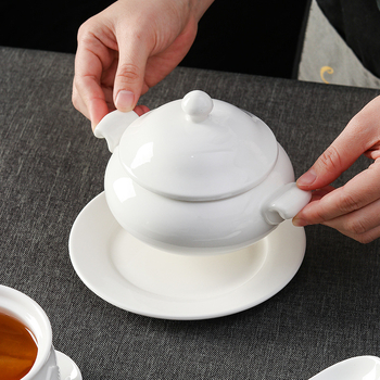 Πορσελάνινο μπολ σούπας για μπεν μαριά με καπάκι, στρογγυλό σχήμα, συμβατό με φούρνο μικροκυμάτων, υπό γλασού φινίρισμα